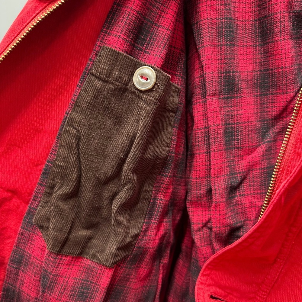 Orvis Men's Classic Barn Coat Red Canvas Field Jacket Corduroy Collar - Picture 6 of 12